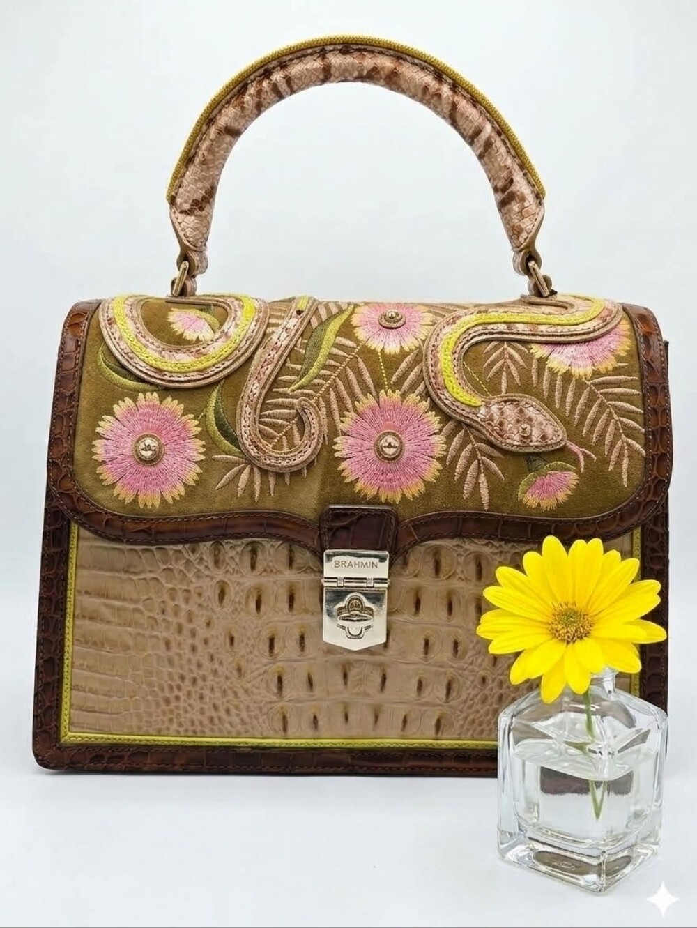 Brahmin Hallie Sandstorm Yuma Top-Handle Satchel NWT